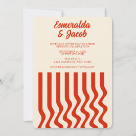 Invitación de boda ondulada de terracota minimalis