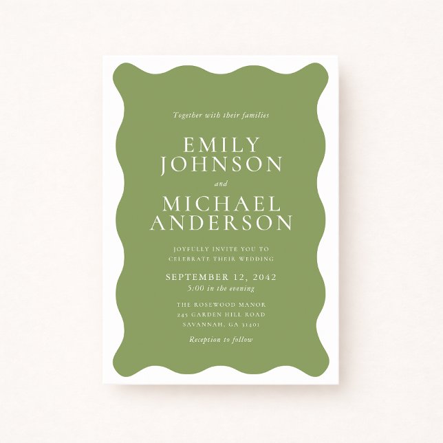Invitación de boda ondulada verde salvia (Subido por el creador)