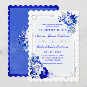 Invitación De Boda Originales y Elegantes en Azul Rey