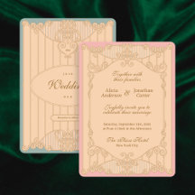 Invitación de boda ornamentada Art Nouveau