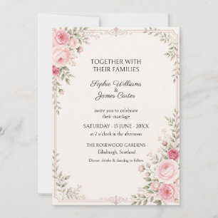 Invitación de boda ornamentada con vegetación de r