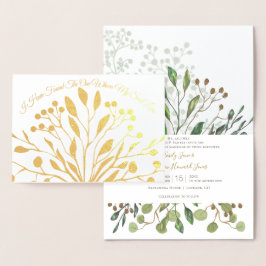 Invitación de boda 'Oro Hoja Encontró al que amo'