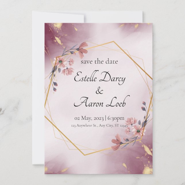 INVITACIÓN DE BODA - ORO ROSA (Anverso)