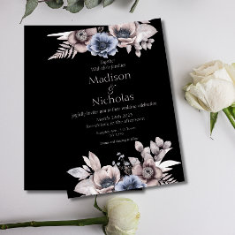 Invitación de Boda Oscura Floral de Invierno de Ot