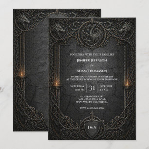Invitación de boda oscura gótica de Halloween