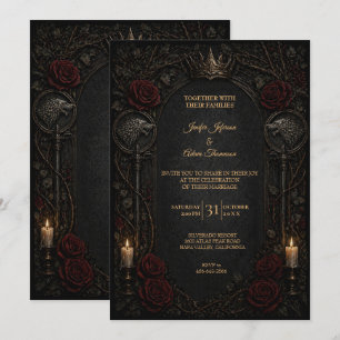 Invitación de boda oscura gótica de Halloween GOT