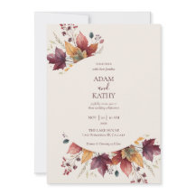 Invitación de Boda Otoñal con Hoja de Arce Rústica