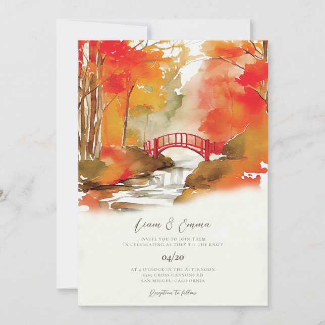 Invitación de boda otoñal rústica (Anverso)