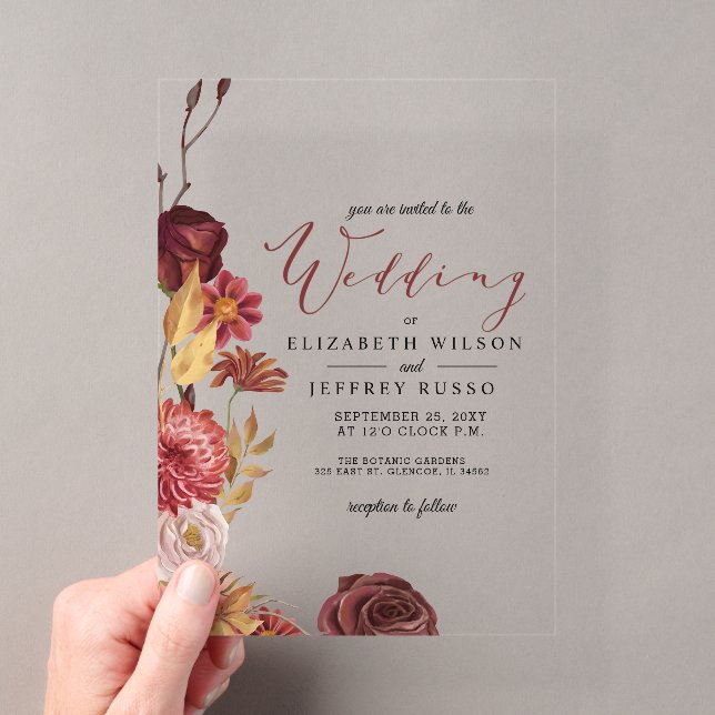 Invitación de Boda Otoño Botánico Rústico (Insitu (portátil))