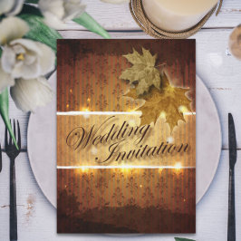 Invitación de boda Otoño de hojas doradas de Damas