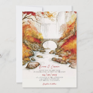 Invitación de boda otoño elegante con hojas que ca
