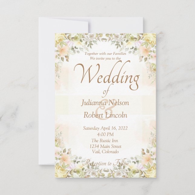 Invitación de boda Otoño Floral (Anverso)