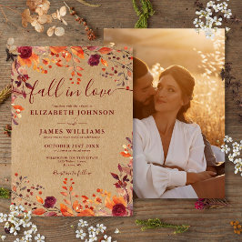 Invitación de Boda Otoño Floral Rústico Enamorarse