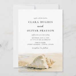 Invitación de boda Outer Banks con crema de concha
