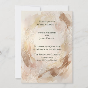 Invitación de boda oval barroco taupe