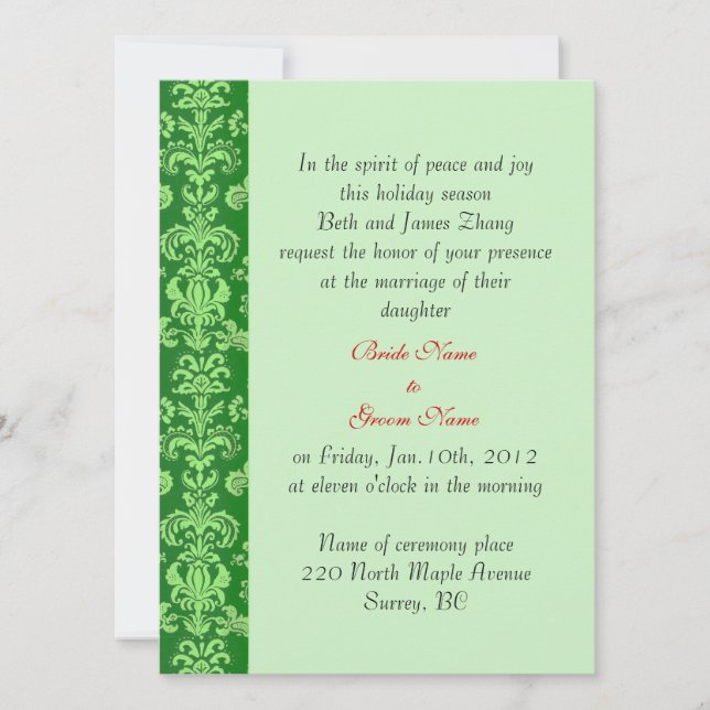 invitación de boda, padres de la novia. (Anverso)