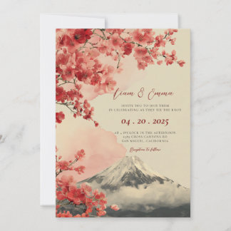 Invitación de Boda Paisaje Japonés Acuarela Vintag