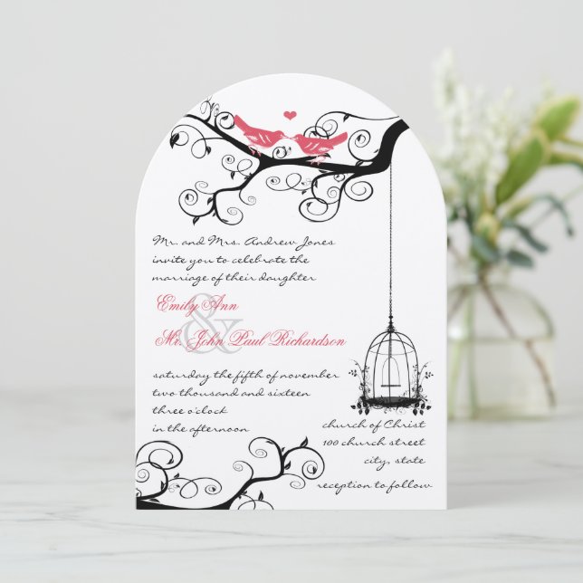 Invitación de boda Pájaro de amor de cuento de had (Anverso de pie)
