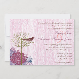 Invitación de Boda Pájaro de Antigüedad de Frutas 