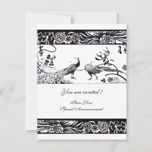 Invitación de boda pájaros de amor negro y blanco