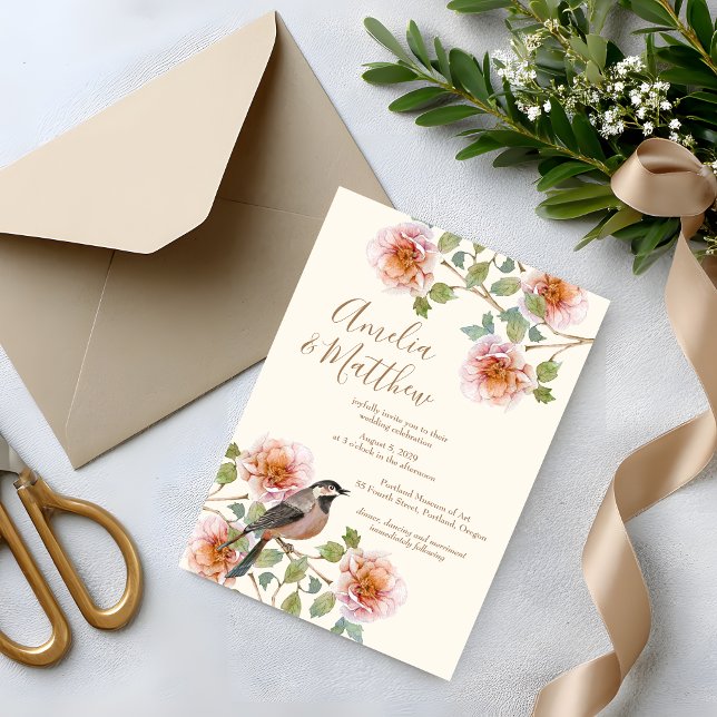 Invitación de boda Pájaros en Flores (Subido por el creador)