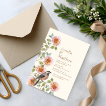 Invitación de boda Pájaros en flores