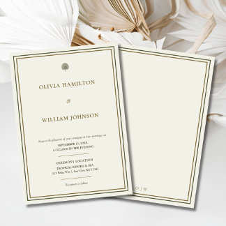 Invitación de Boda Palma de Marfil y Oro