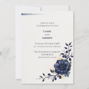 Invitación de boda Paloma con Lazo de Cinta Azul R