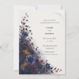 Invitación de boda Paloma con lazo de cinta azul r