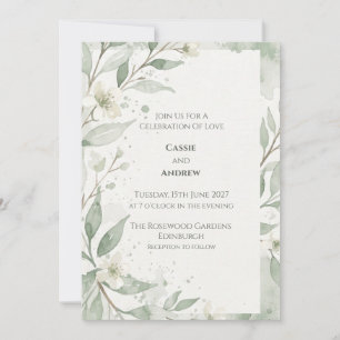Invitación de boda Paloma con lazo de cinta azul r