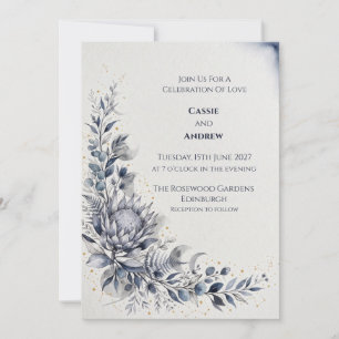 Invitación de boda Paloma con Lazo de Cinta Azul R