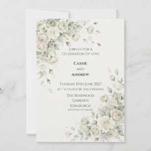 Invitación de boda Paloma con lazo de cinta de col