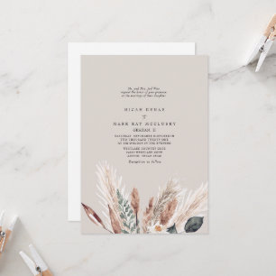 Invitación de boda Pampas beige colorida