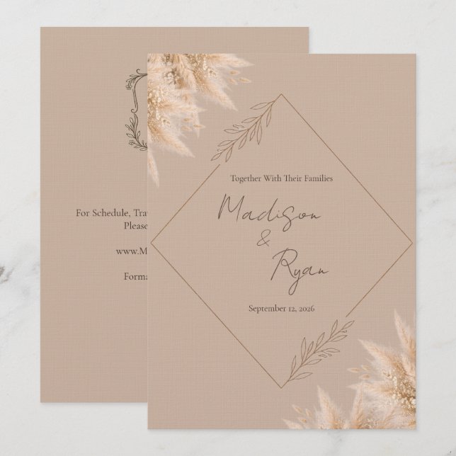 Invitación de Boda Pampas Susurrantes (Anverso / Reverso)