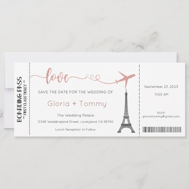 Invitación de Boda, Papelería de Boda, Amor (Anverso)