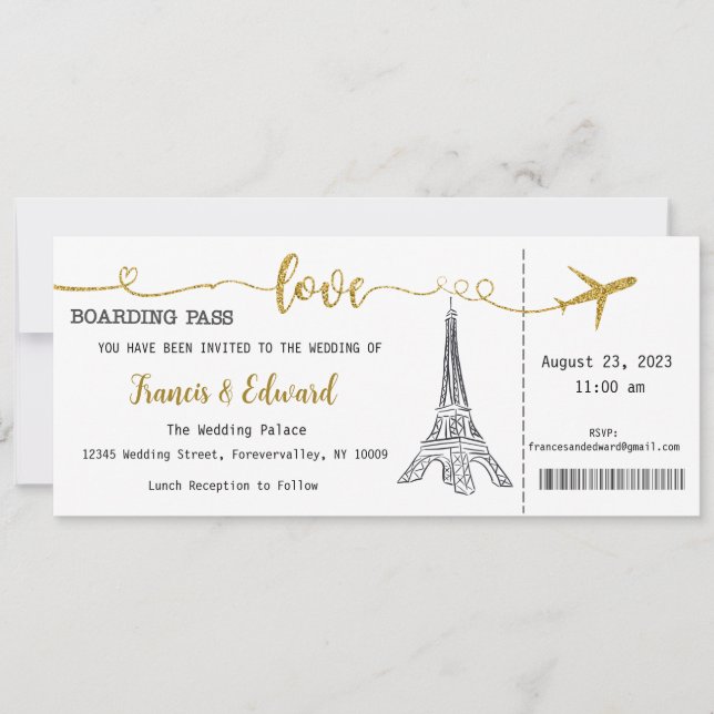 Invitación de Boda, Papelería de Boda, Amor  (Anverso)
