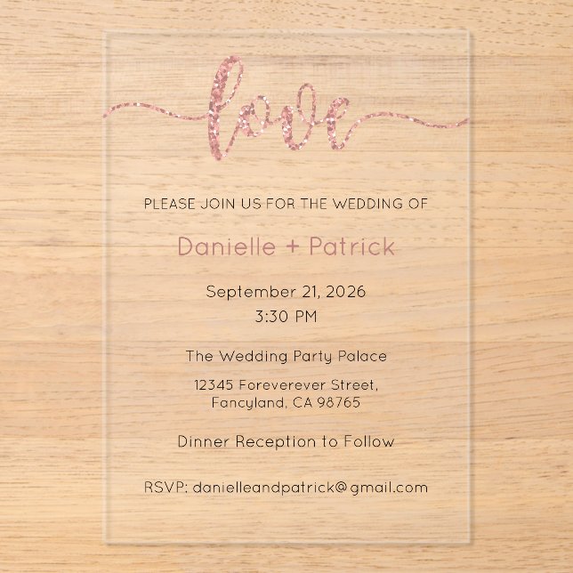 Invitación de Boda, Papelería de Boda, Corazón (Anverso)