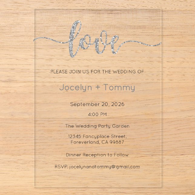 Invitación de Boda, Papelería de Boda, Corazón (Anverso)