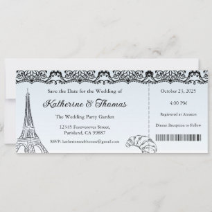 Invitación de boda, Papelería de boda, París 
