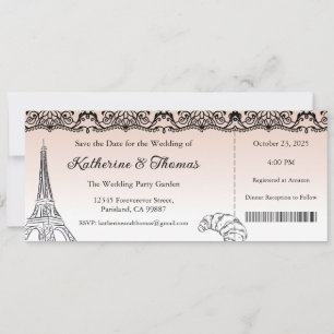 Invitación de boda, Papelería de boda, París 