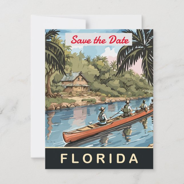 Invitación de boda para cabaña junto al río tropic (Anverso)