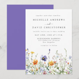 Invitación de boda para campo de flores silvestres