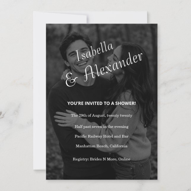 Invitación de Boda para Ducha de Regalos con Foto  (Anverso)
