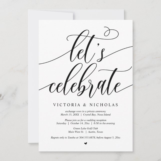 Invitación de boda para escapada de novios, Let's  (Anverso)
