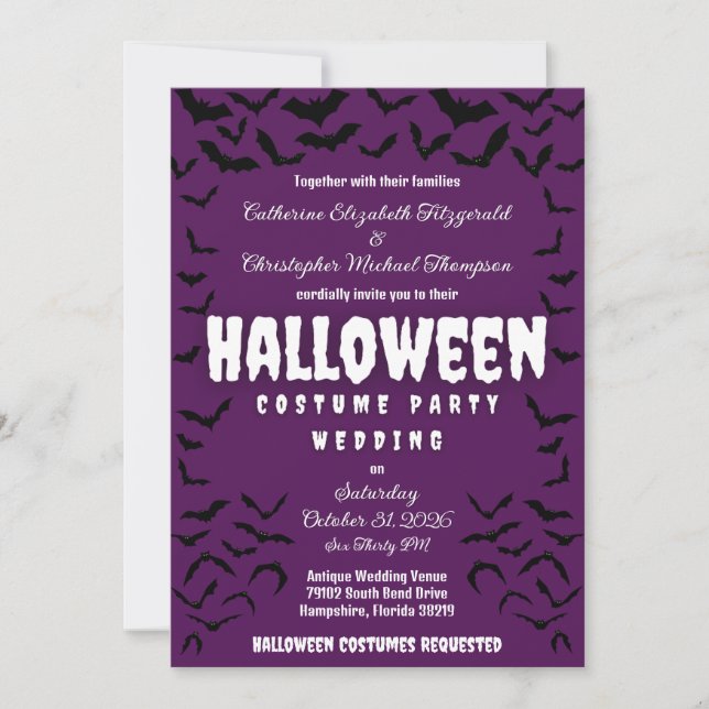 Invitación de boda para fiesta de disfraces de Hal (Anverso)