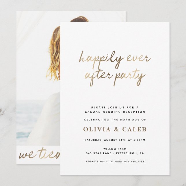 Invitación de boda para fiesta de feliz para siemp (Anverso / Reverso)