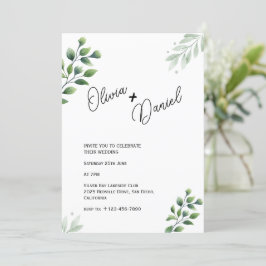Invitación de boda para fuga con vegetación