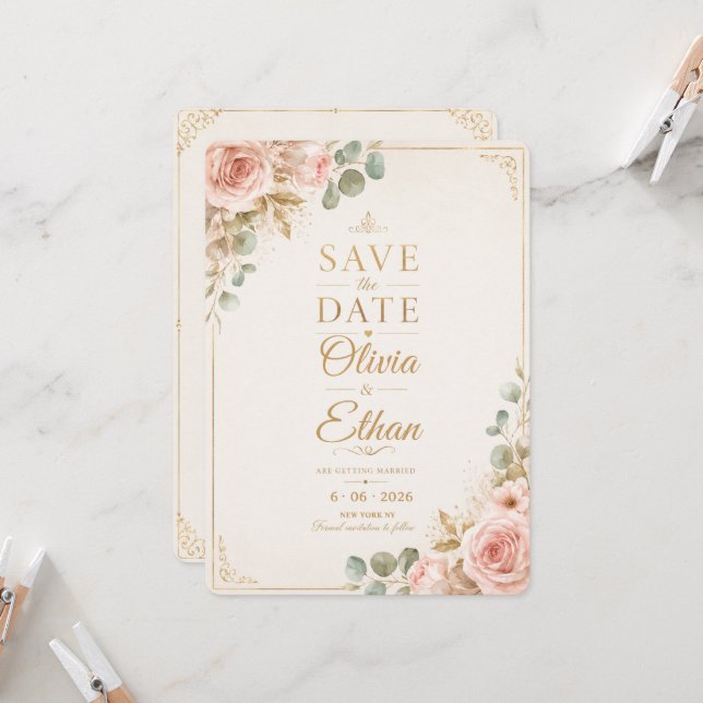 Invitación de boda para guardar la fecha (Anverso/Reverso In Situ)