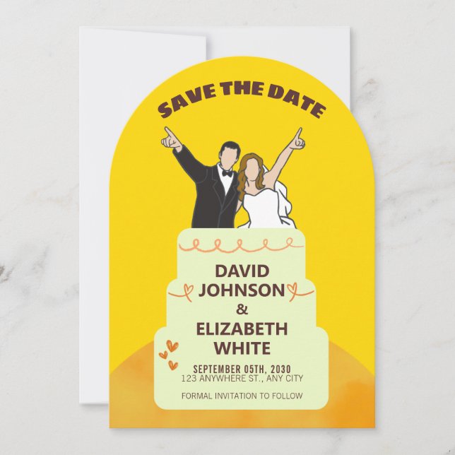 Invitación de boda para guardar la fecha – Amarill (Anverso)