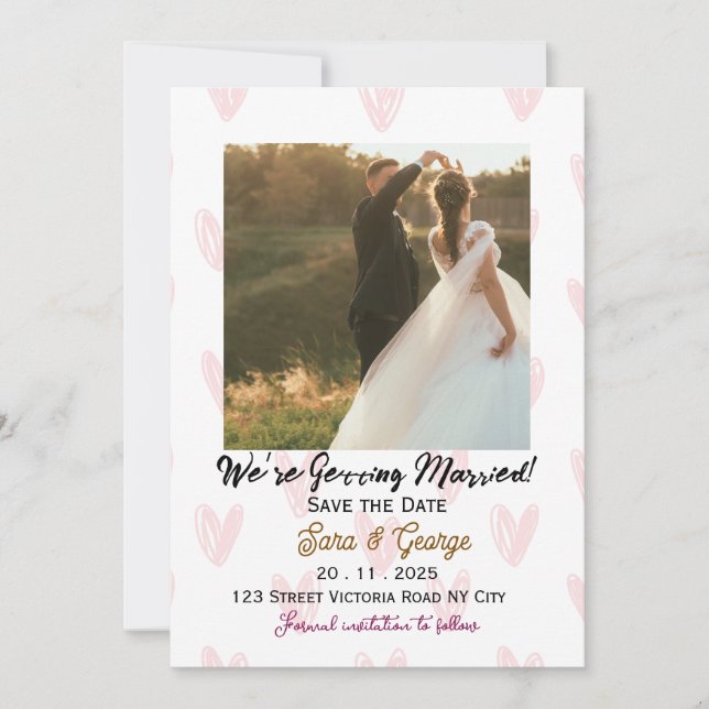 Invitación de boda para guardar la fecha con foto  (Anverso)